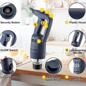 LETWOO Commercial Immersion Blender 500W Power, Hand Held Mixer with 15.7-Inch 304 Stainless Steel Removable Shaft, Electric Stick Blender Constant Speed 16000RPM - Image 3
