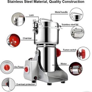 LETWOO Household Small Crusher Grains Dry Grinding Machine, Stainless Steel 3000W High Power Spice Mill, 800g Fine Grinding Broken Powder Machine For Home/Restaurant/Hotel/Chinese Medicine - Image 3