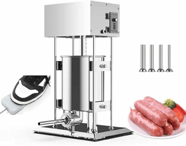 LETWOO 304 Vertical Electric Adjustable Speed Stainless Steel Heavy Duty Sausage Filler Meat Stuffer, 30LBS15L Capacity for Commercial & Home Use, Silver