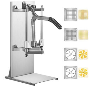 LETWOO Commercial French Fry Cutter with 4 Replacement Blades, 1/4 and 3/8 Blade Easy Dicer Chopper, 6-wedge Slicer and 6-wedge Apple Corer, Lemon Potato Cutter for French Fries with Extended Handle Brand: LTW LETWOO