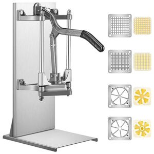 LETWOO Commercial French Fry Cutter with 4 Replacement Blades, 1/4 and 3/8 Blade Easy Dicer Chopper, 6-wedge Slicer and 6-wedge Apple Corer, Lemon Potato Cutter for French Fries with Extended Handle Brand: LTW LETWOO