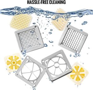LETWOO Commercial French Fry Cutter with 4 Replacement Blades, 1/4 and 3/8 Blade Easy Dicer Chopper, 6-wedge Slicer and 6-wedge Apple Corer, Lemon Potato Cutter for French Fries with Extended Handle Brand: LTW LETWOO - Image 6