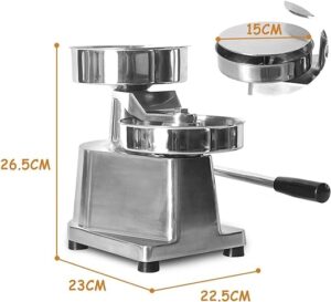 LETWOO Commercial Hamburger Press Patty Maker Stainless Steel Burger Press Tool Heavy Duty Meat Forming Processor 500 Pcs Patty Papers, Sliver (150MM)