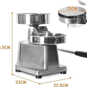 LETWOO Commercial Hamburger Press Patty Maker Stainless Steel Burger Press Tool Heavy Duty Meat Forming Processor 500 Pcs Patty Papers, Sliver (150MM)