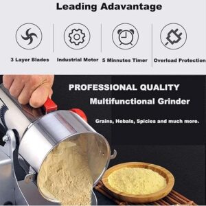 LETWOO Commercial Home Large Capacity Crusher Grains Dry Grinding Machine,Stainless Steel High Power Spice, Herb, Medicine Mill, Grinding Broken Powder Machine For Household 1000gm - Image 4