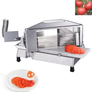 LETWOO Commercial Tomato Slicer Heavy Duty Cutter with Built-in Cutting Board for Restaurant or Home Use (3/16 Serrated Blade)
