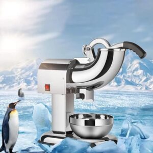 LETWOO Double Blade Electric Ice Shaver Crusher Machine Fully Stainless Steel Snow Cone Maker for Ice Cream Cold Drinks, Fruit Dessert and Cocktail 150Kg Per Hour for Home and Commercial Use
