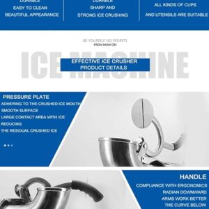 LETWOO Double Blade Electric Ice Shaver Crusher Machine Fully Stainless Steel Snow Cone Maker for Ice Cream Cold Drinks, Fruit Dessert and Cocktail 150Kg Per Hour for Home and Commercial Use - Image 4