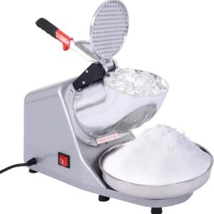 LETWOO Double Blade Electric Ice Shaver Crusher Machine Stainless Steel Snow Cone Maker for Ice Cream Cold Drinks, Fruit Dessert and Cocktail 65Kg Per Hour