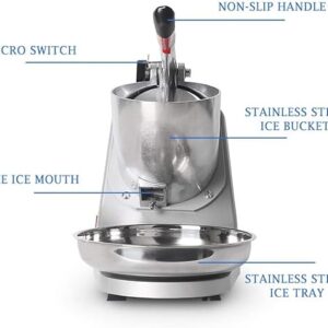 LETWOO Double Blade Electric Ice Shaver Crusher Machine Stainless Steel Snow Cone Maker for Ice Cream Cold Drinks, Fruit Dessert and Cocktail 65Kg Per Hour - Image 3