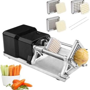 LETWOO Electric French Fry Cutter with 1/2'' 3/8'' 1/4'' Blades Stainless Steel Automatic Potato Cutter Commercial Vegetable Chopper Professional Food Dicer for Carrot Cucumber Onion