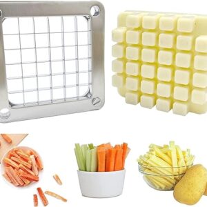 LETWOO Replacement Chopper Blade,Commercial Vegetable Cutter Dicer Blade Stainless Steel Blade&Pusher Block Set for Cutting Potatoes Cucumbers Carrots (1/2" Blade)