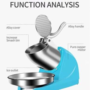 LETWOO Three Blade Electric Ice Shaver Crusher Machine Stainless Steel Snow Cone Maker for Ice Cream Cold Drinks, Fruit Dessert and Cocktail 100Kg Per Hour - Image 3