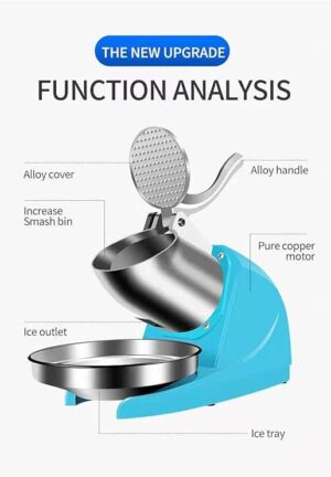 LETWOO Three Blade Electric Ice Shaver Crusher Machine Stainless Steel Snow Cone Maker for Ice Cream Cold Drinks, Fruit Dessert and Cocktail 100Kg Per Hour - Image 3