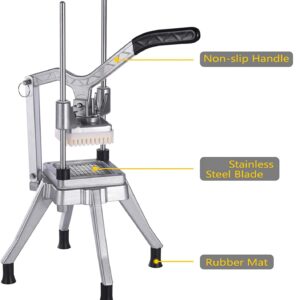 LETWOO French Fry Cutter, Commercial Restaurant French Fry Cutter Stainless Steel Food Grade Upright French Fries Cutter For Potato, Radish,Cucumber,Carrots (1/2INCH 1/4INCH & 3/8IN Blades) - Image 4