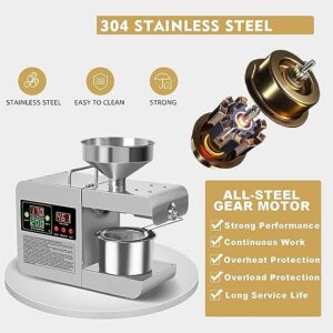 LETWOO Electric Oil Press Machine 820W Cold Hot Press Stainless Steel Seed Oil Maker 40-240℃ Temperature Adjustable Automatic Organic Oil Extractor for Commercial Home Kitchen - Image 2