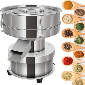 LETWOO 90W Electric Vibrating Sieving Machine Automatic Sieve Shaker Stainless Steel Sifter Shaker Machine 200 Mesh 250 Mesh 300 Mesh Flour Sifter 1400-1680/MIN for Powder Particles Liquid