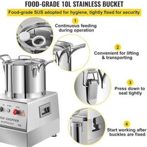 LETWOO Commercial Electric Food Processor, Food Cutter 10 Liter Capacity Stainless Steel 1100 Power with1400 RPM Speed Removable Blade, for Fruits, Grains, Peanuts, Meat with Extra Blade. - Image 4