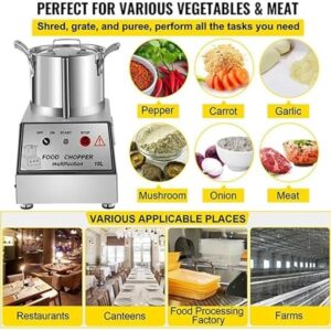 LETWOO Commercial Electric Food Processor, Food Cutter 10 Liter Capacity Stainless Steel 1100 Power with1400 RPM Speed Removable Blade, for Fruits, Grains, Peanuts, Meat with Extra Blade. - Image 3