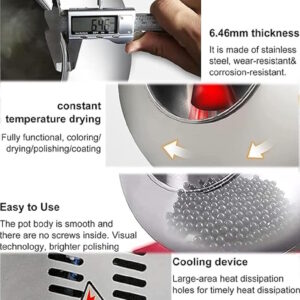 LETWOO Chocolate Sugar Coating Machine, 2-5kg/H Chocolate Coating Polishing Machine Coater Sugar Ball Coating Drying Machine, for Sugar Ball, Machine-External Heating 1000W, Pot Diameter: 300MM, 280W - Image 5