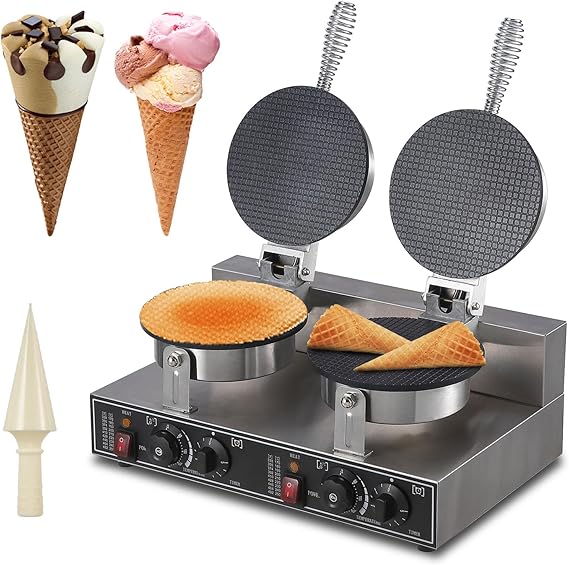 LETWOO Ice Cream Cone Maker 110V Commercial Waffle Cone Machine