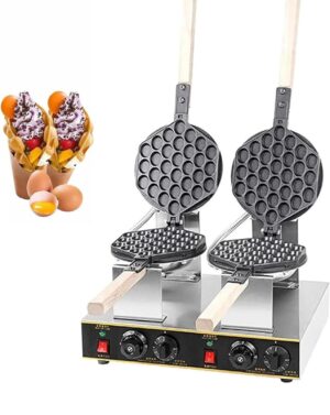 Commercial Bubble Waffle Maker 180° Rotating Electric Waffle Making Machine | 50-250℃ Non-Stick Flip Waffle Iron Waffle Maker Time Control Temperature Adjustable Double,