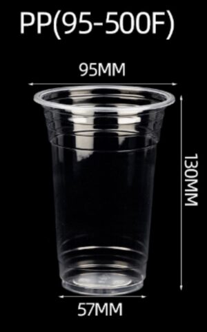 LETWOO 500ml (16-17 oz) PP Clear Cups – 95mm Diameter for Cup Sealing Machine (1,000 Count)