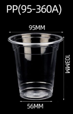 LETWOO 360cc (12 oz) PP Clear Cups – 95mm Diameter for Cup Sealing Machine (1,000 Count)